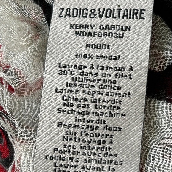 Zadig &Voltaire Accessory Scarf Red/Black/Gray - Picture 8 of 12